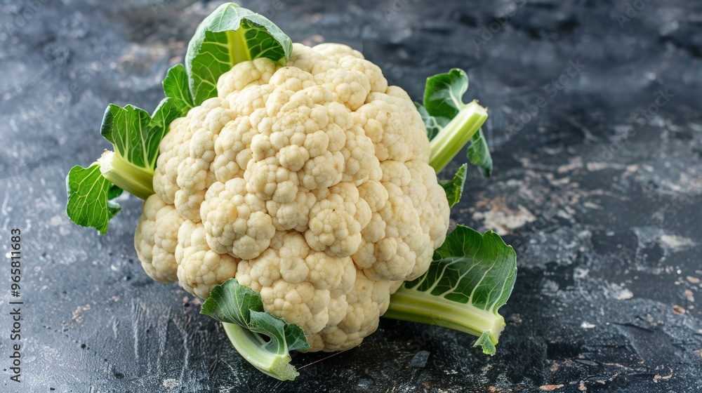 Poster cauliflower isolated on a dark slate background