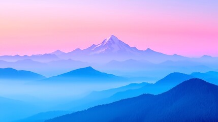 Twilight Serenity over the Cascade Mountains, a tranquil scene showcasing deep blue hues in the sky, silhouetted peaks, and the peaceful transition from day to night.
