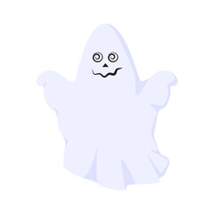 Vector illustration of Halloween ghost on transparent background