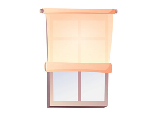 Window half closed with blinds. Vector isolated cartoon illustration, interior decor element.
