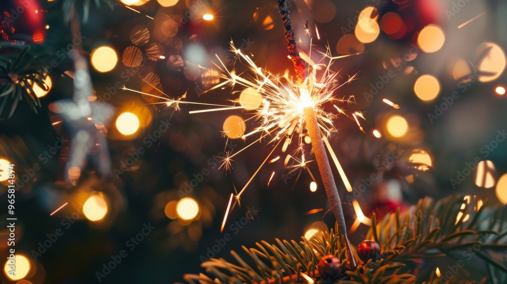 Poster sparkler illuminating a festive scene