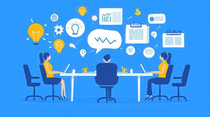 Corporate Innovation Session, dynamic team brainstorming for strategic growth, collaborative discussions, fostering creativity, enhancing productivity, driving business success.