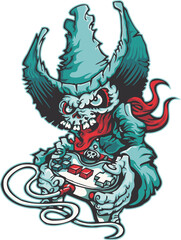 illustration of a skull playing a game