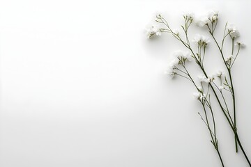 Minimal Floral Arrangement with White Flowers on Plain Background