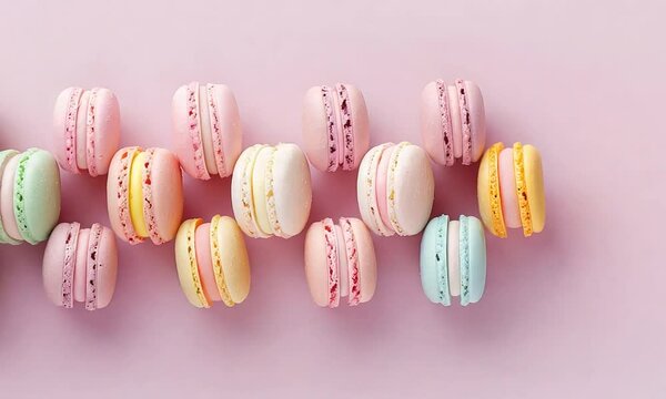 Playful macaron arrangement, colorful and cute, pastel shades