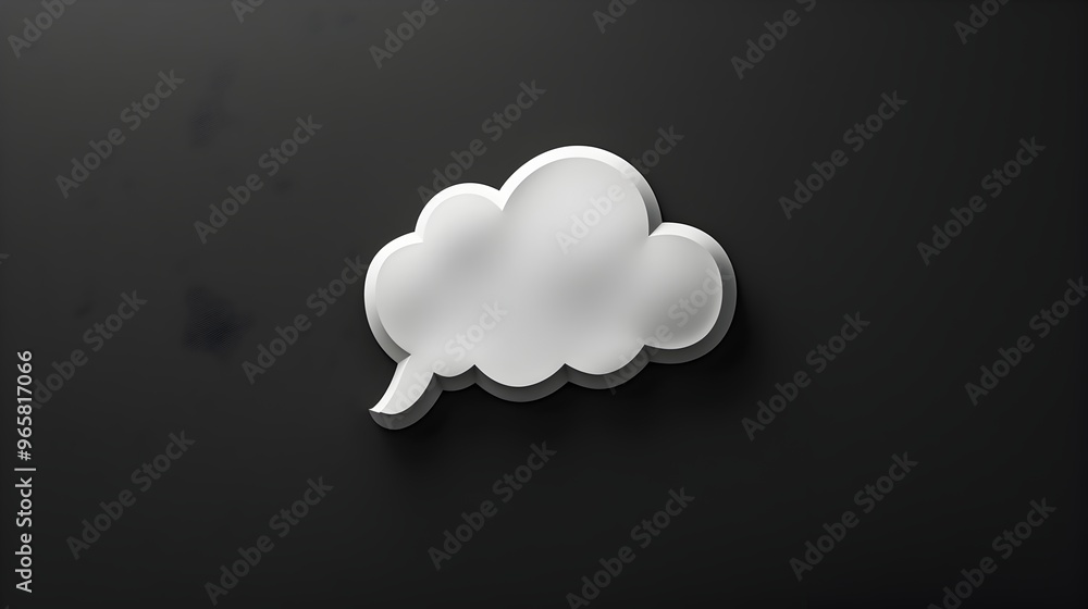 Poster cloud-shaped speech bubble icon representing communication and creativity