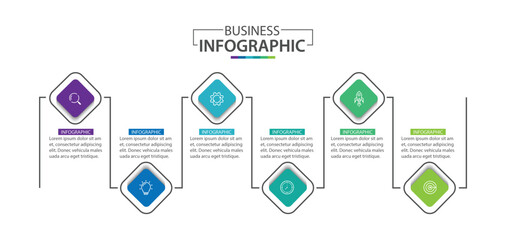Vector Infographic label design template with icons and 6 options