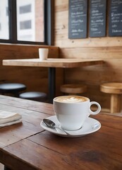 Latte Art in a Cozy Café Atmosphere