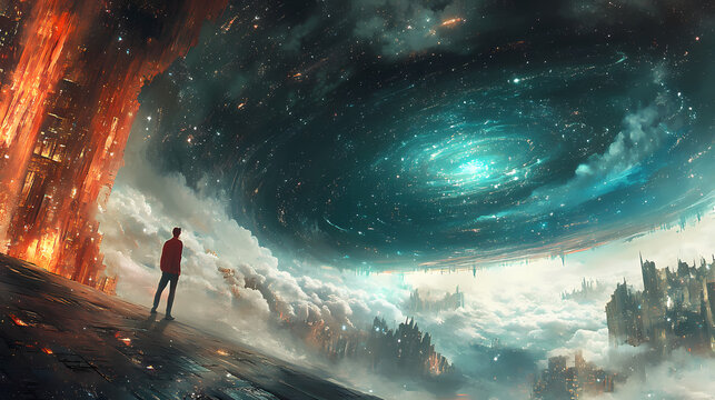 Parallel universe, upside down ,fantasy,. Parallel Universe. Illustration