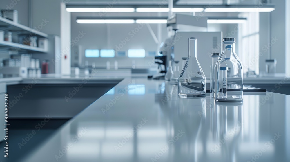 Poster Empty laboratory with sleek countertops and high-tech instruments