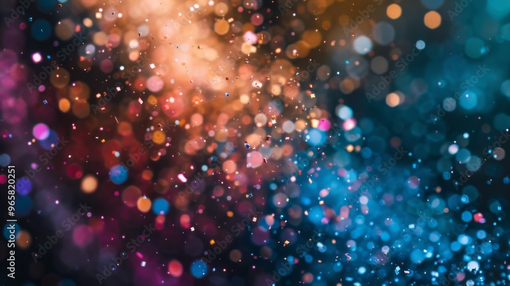 Leinwandbilder Floating particles in multiple colors on a dark backdrop
