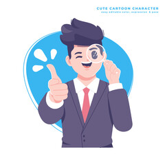 hire pose business man character illustration