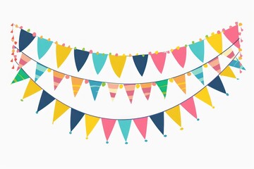 Obraz premium Flat illustration Carnival garland with flags white background celebration decoration.