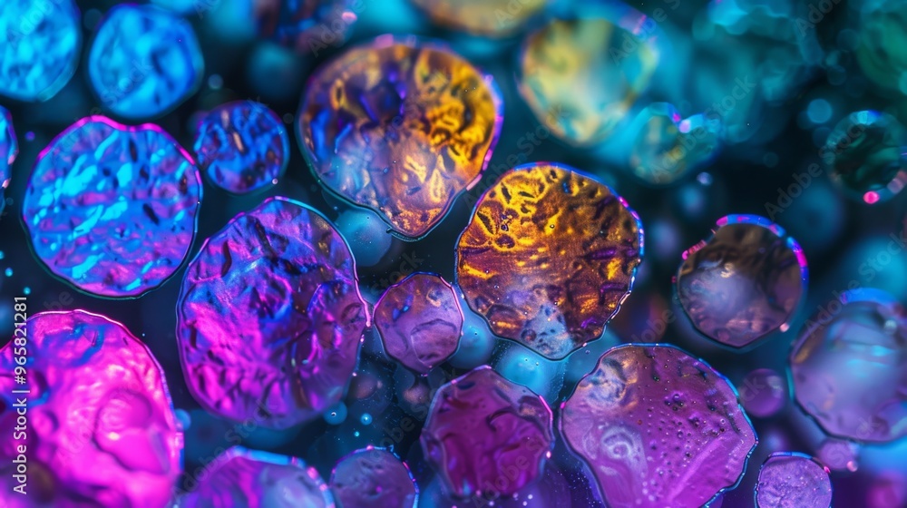 Aufkleber multicolored stem cells under a microscope