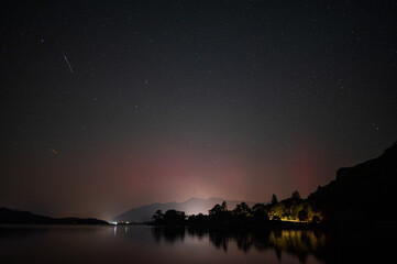 A faint aurora over Derwentwater in the English Lake District