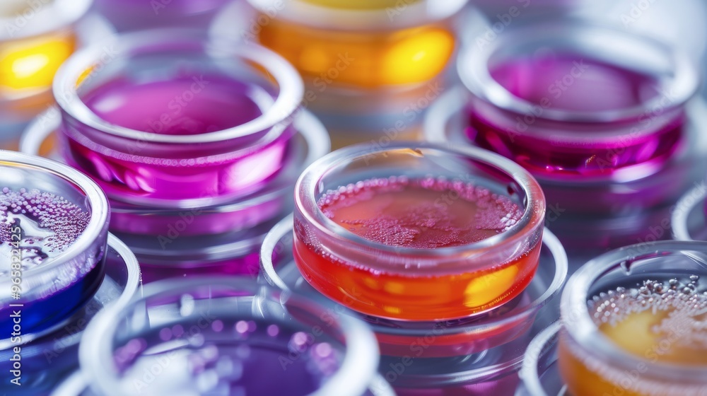 Poster varied stem cells with vivid colors in a lab