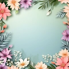 Fototapeta premium Flower background, Floral banner arranged from leaves and flowers