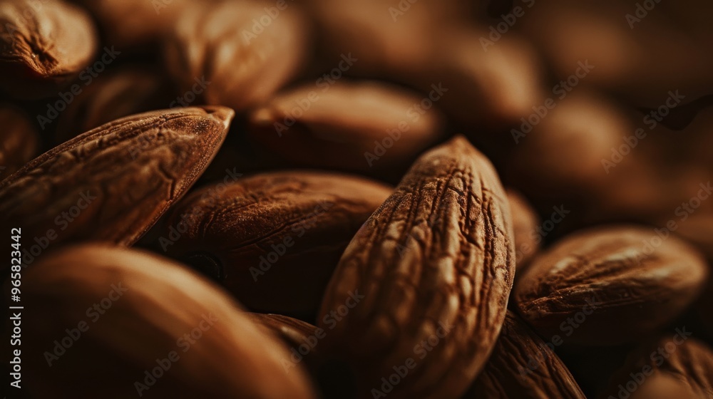 Poster a close-up shot of almonds showing texture and detail
