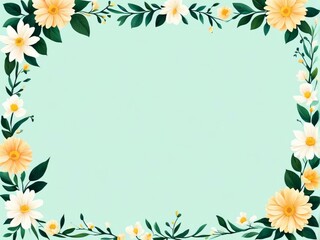 Obraz premium Flower background, Floral banner arranged from leaves and flowers