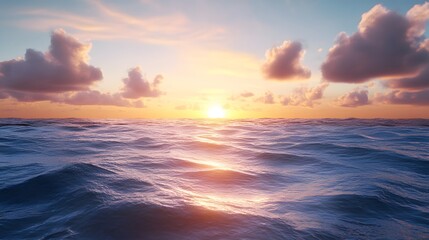 Obraz premium Ocean Sunset with Clouds.