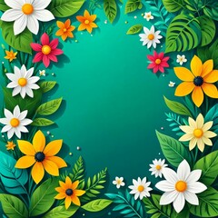 Obraz premium Flower background, Floral banner arranged from leaves and flowers