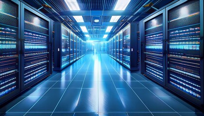 Fototapeta premium AI-Driven Predictive Maintenance in Data Center Using Predictive Analytics Algorithms to Monitor Equipment Health in a Modern Technology Environment