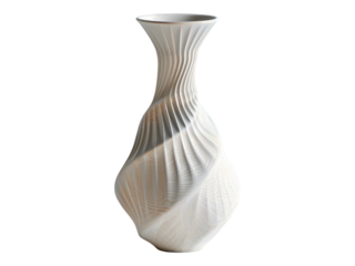 Ceramic vase with mesmerizing swirls design. Isolated PNG