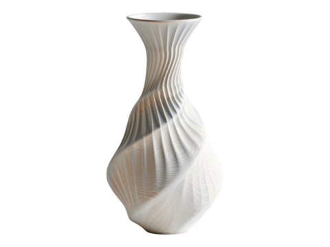 Ceramic vase with mesmerizing swirls design. Isolated PNG