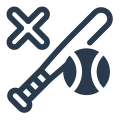 Baseball Strike Icon with Bat and Ball