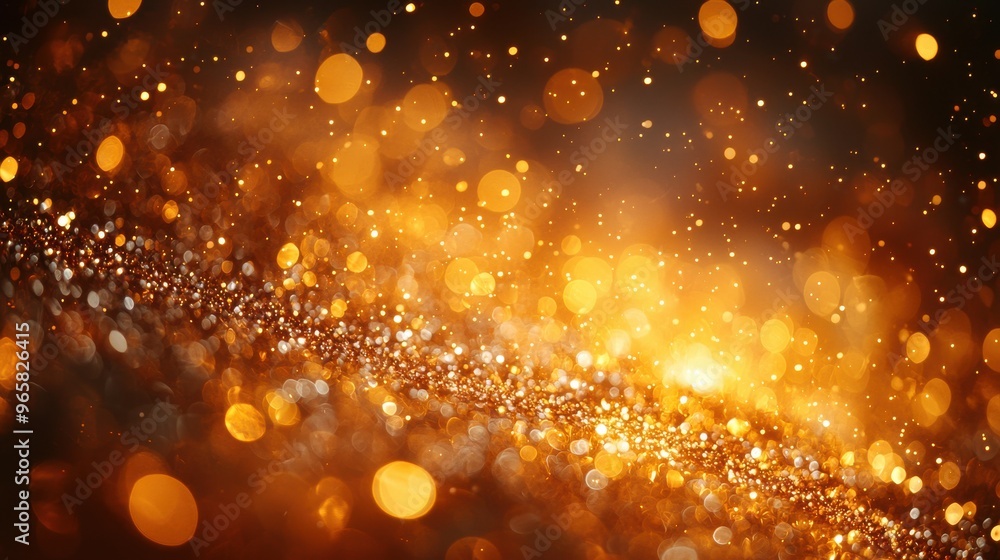 Poster shimmering golden bokeh effect creating a warm and enchanting atmosphere during a festive celebratio