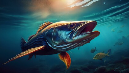 Fototapeta premium Illustrate the dire consequences of overfishing with a poignant close-up of a magnificent