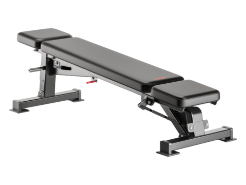 Adjustable inclining gym bench. Isolated PNG