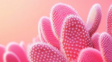 Close-up view of a pink cactus with soft lighting, showcasing fine details and creating a dreamy, vibrant aesthetic.