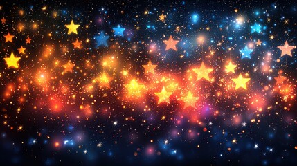 Obraz premium A colorful display of stars and cosmic particles shining brightly in a twilight sky