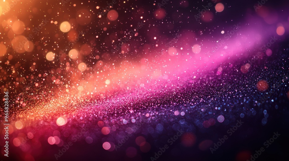 Poster colorful glitter with bokeh effect creating a magical atmosphere in soft gradient hues during nightt