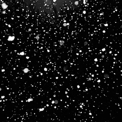 Snowflakes falling on a dark night