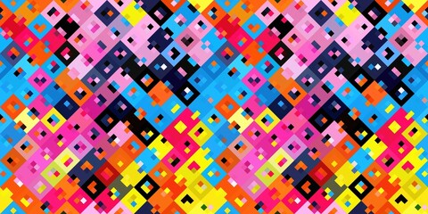 Ditzy pixel abstract rainbow seamless border pattern backdrop. Modern playful variegated repeating graphic design for kids, textile and home decor trim edge. 