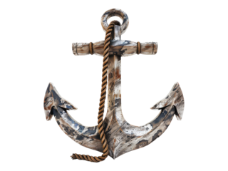 Ship anchor with rope. Isolated PNG
