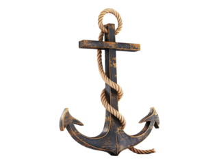 Ship anchor with rope. Isolated PNG