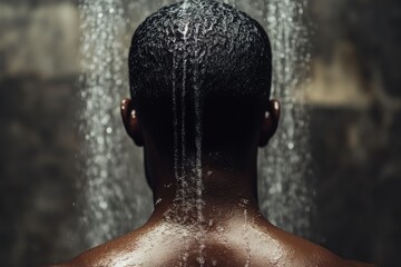 Refreshing Shower Scene of a Young African American Man