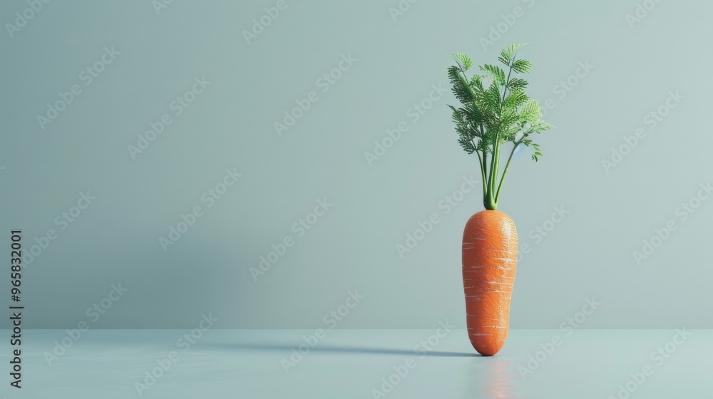 Poster single carrot with green top isolated on a clean background