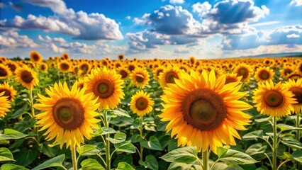 Vibrant sunflowers in full bloom on a sunny day , sunflowers, vibrant, yellow, petals, sunny, flowers, nature, blooming, garden