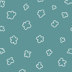 ちょっとレトロな手描き風の花柄の白線イラスト23