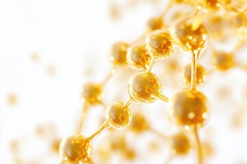 Shiny Golden Skincare Serum with White Background