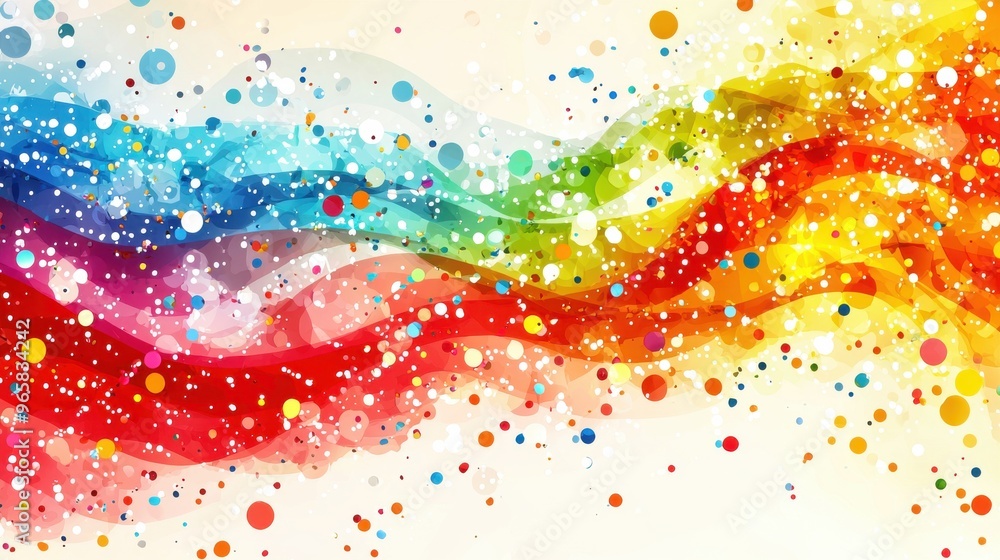 Aufkleber colorful abstract waves with vibrant dots in a dynamic composition showcasing a blend of hues and en