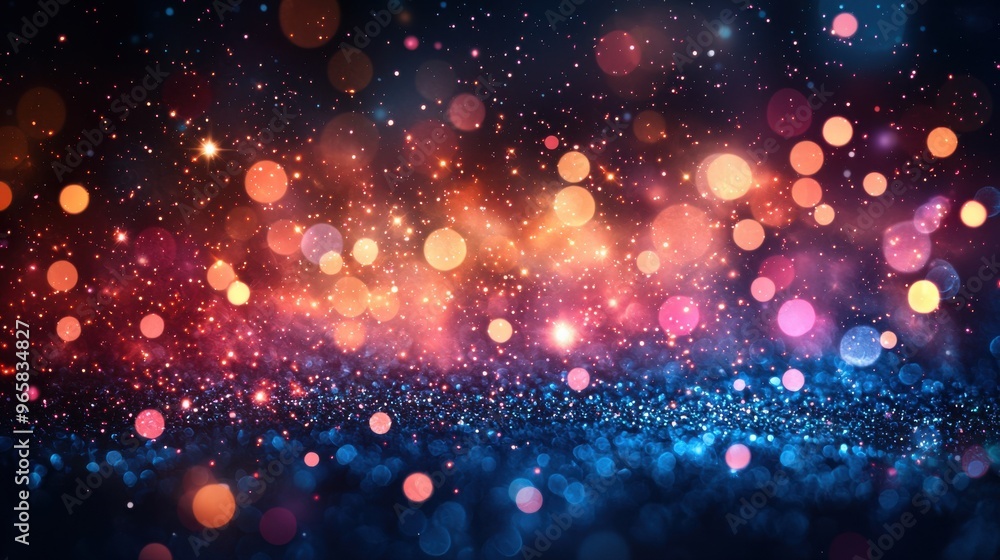 Poster vibrant abstract background with colorful bokeh lights creating a dreamy atmosphere at night