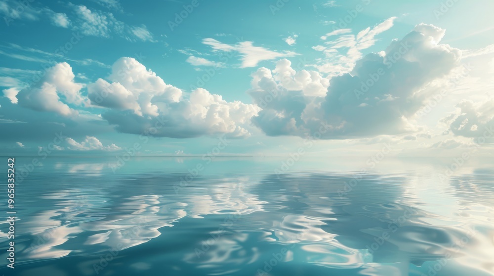 Aufkleber calm ocean with clouds reflected on the surface