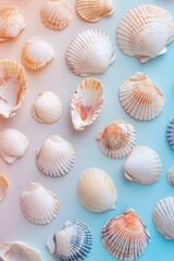 Scallops pattern on blue backdrop