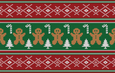 Knitted pattern seamless fabric Christmas decoration. traditional knitted pattern Christmas vector. Designed for knitted pattern ,fabric ,background ,wallpaper ,clothing ,embroidery ,carpet ,textile