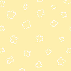 ちょっとレトロな手描き風の花柄の白線イラスト17